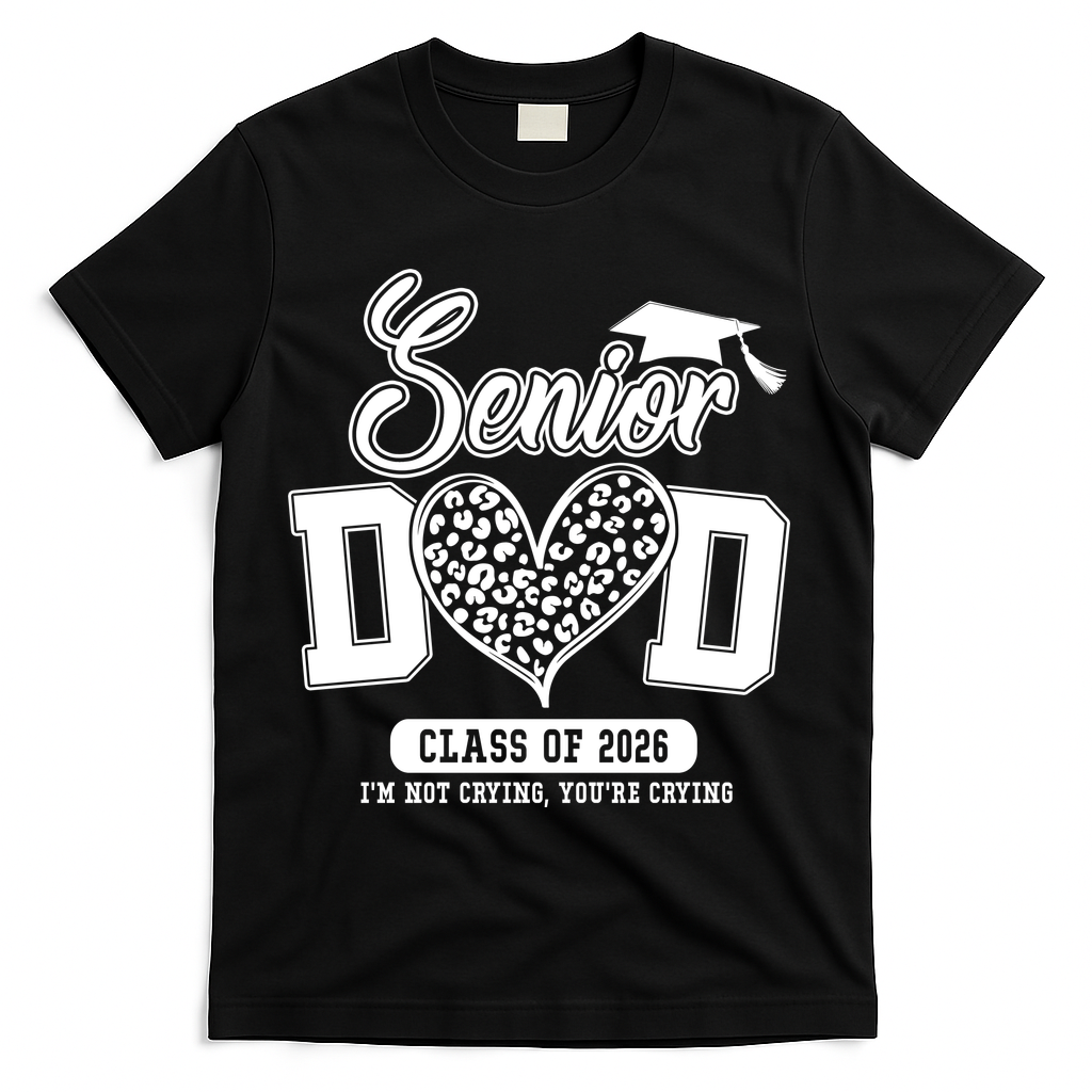 Senior Dad Class Of 2026 Senior Dada 26 Graduation Leopard T-Shirt - Black