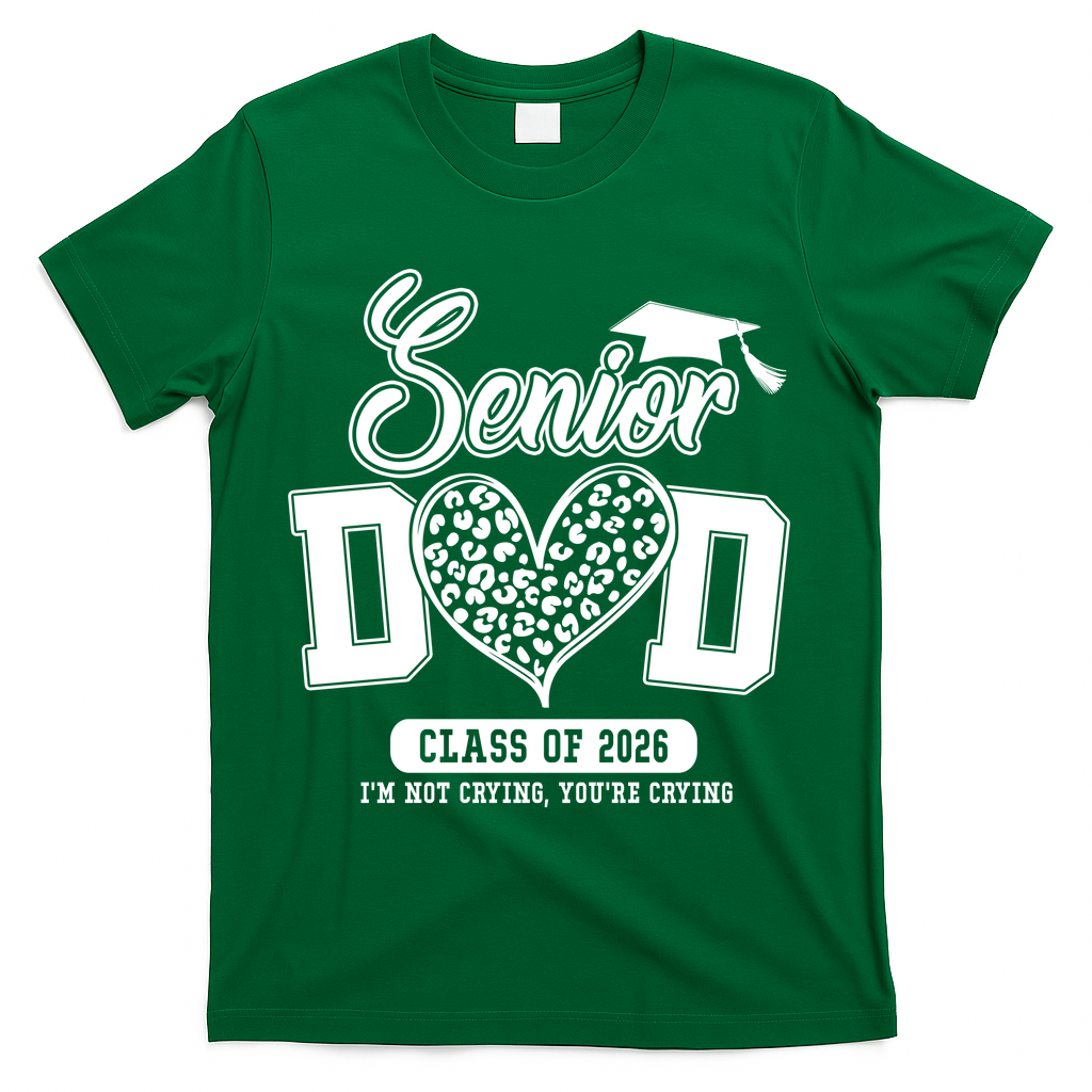 Senior Dad Class Of 2026 Senior Dada 26 Graduation Leopard T-Shirt - Green