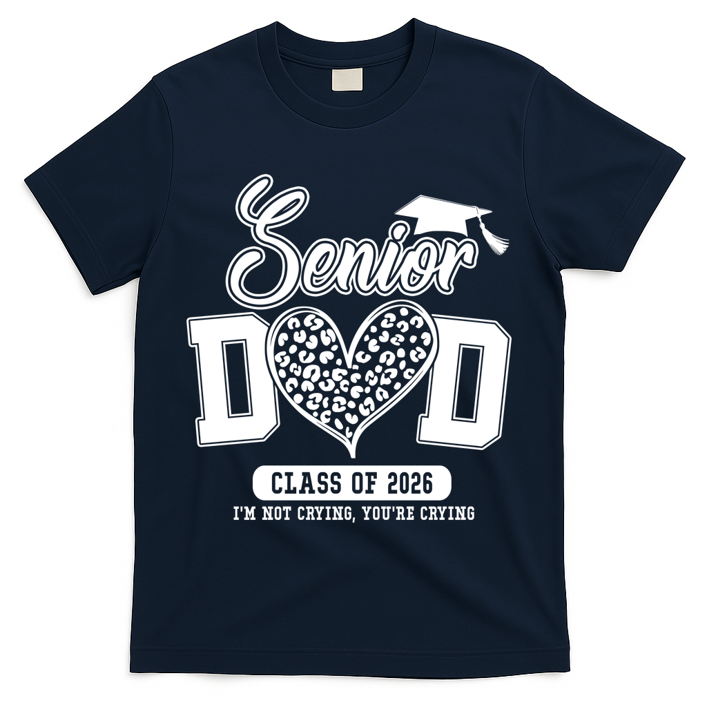 Senior Dad Class Of 2026 Senior Dada 26 Graduation Leopard T-Shirt - Navy