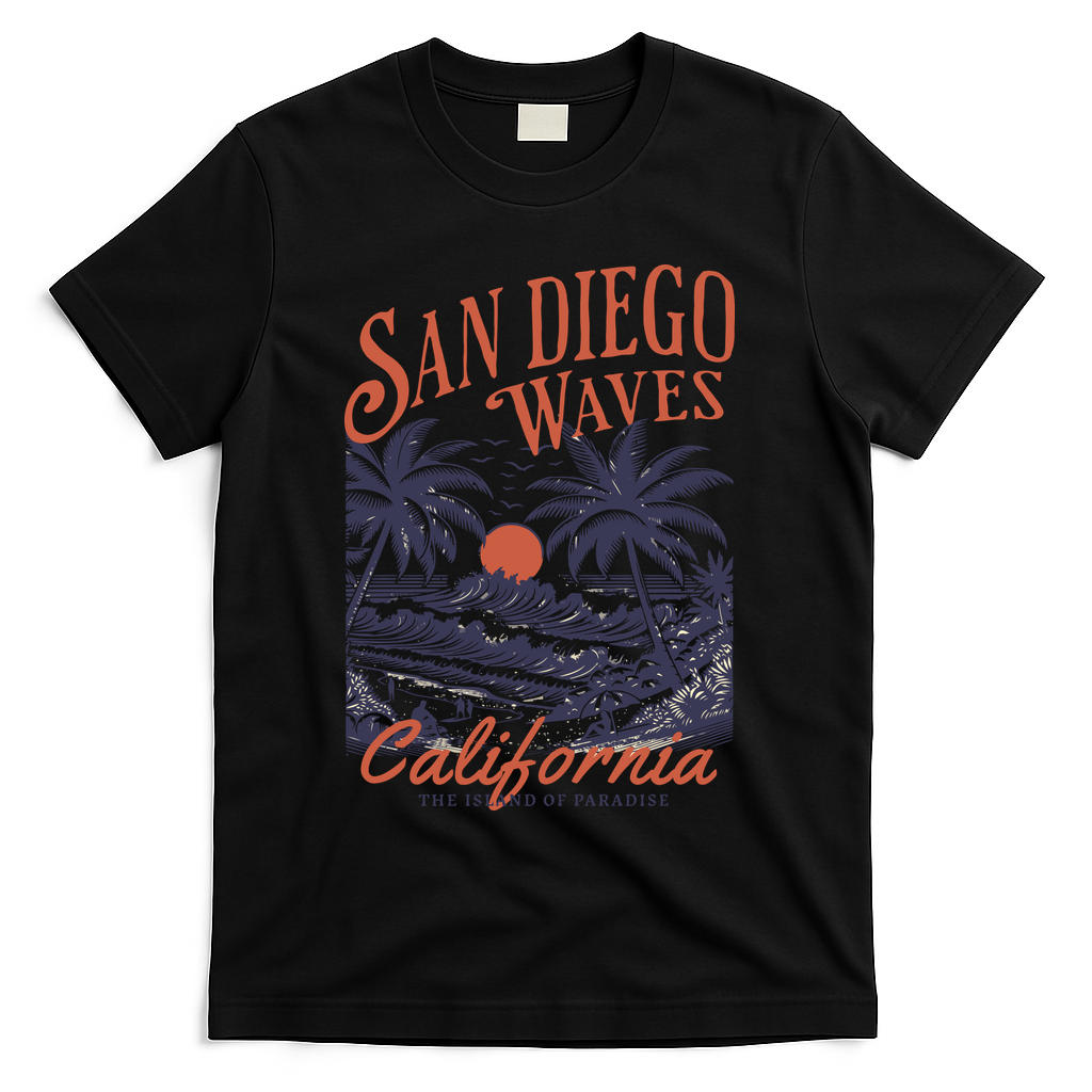 San Diego California Vintage Summer T-Shirt - Black