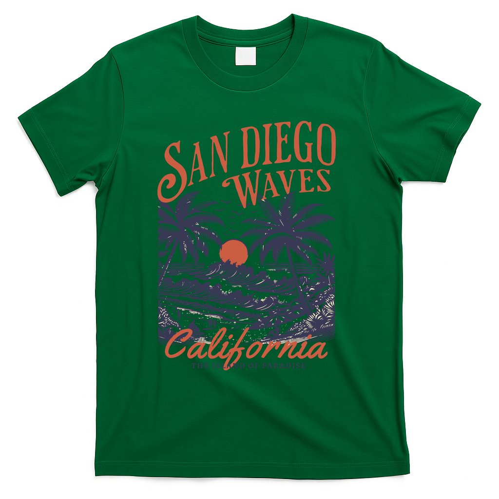 San Diego California Vintage Summer T-Shirt - Green
