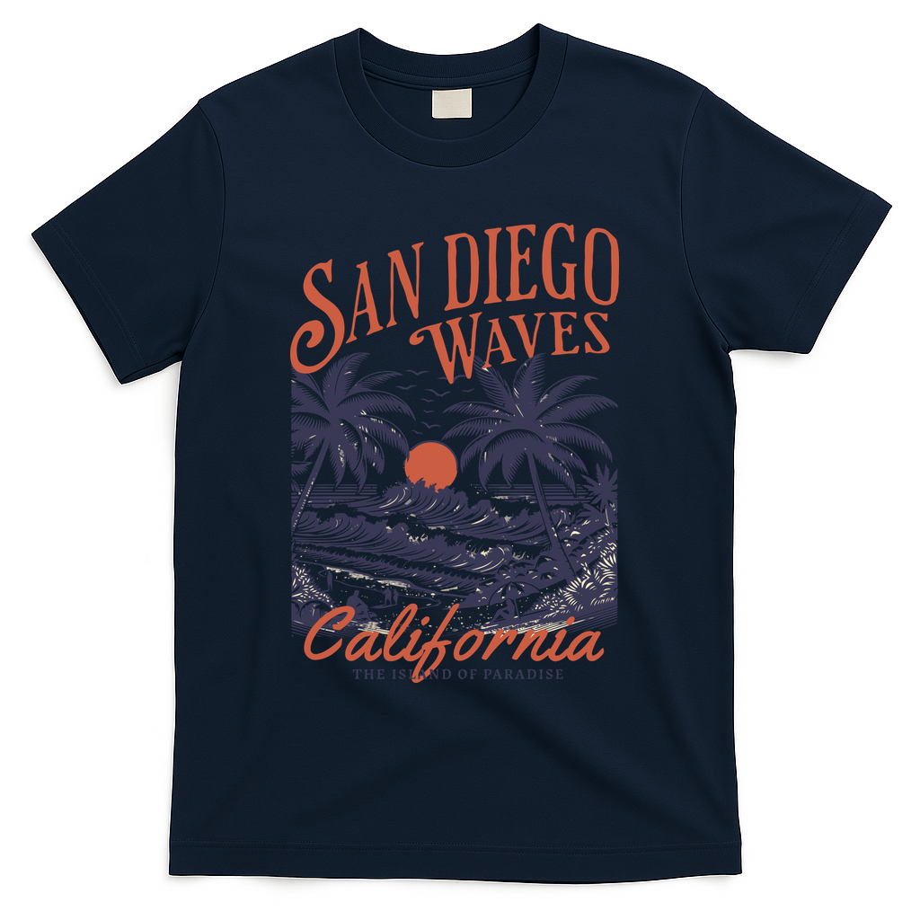 San Diego California Vintage Summer T-Shirt - Navy