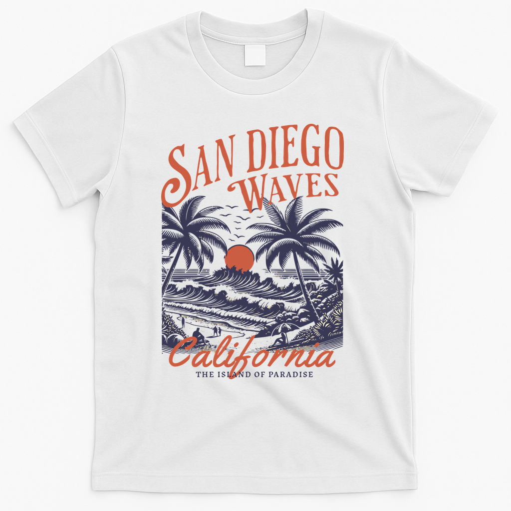 San Diego California Vintage Summer T-Shirt - White