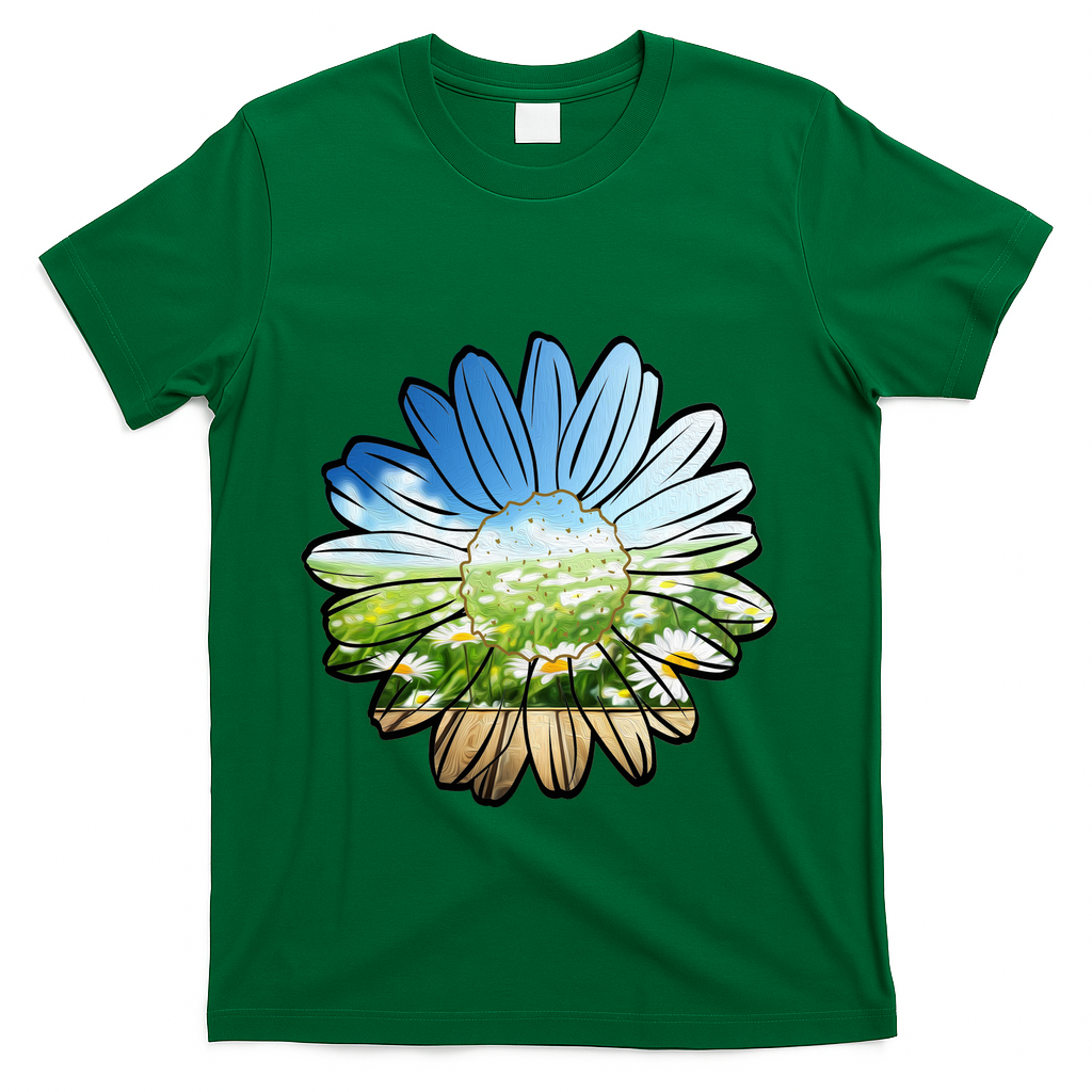 Summer Daisy Field T-Shirt - Green