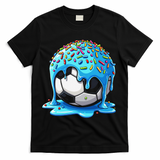 Soccer Drip Ice Cream Drip With Sprinkles Summer T-Shirt - Black