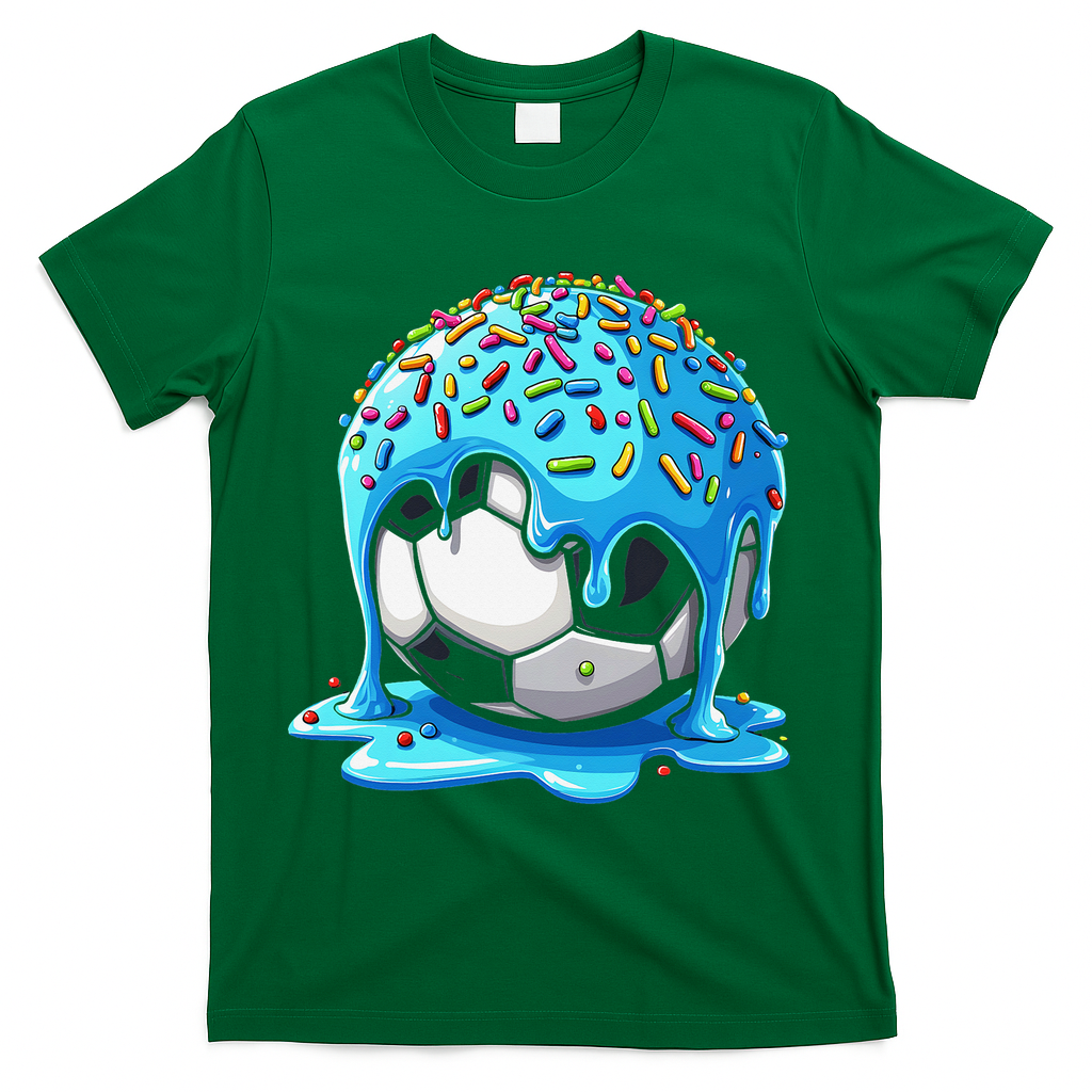 Soccer Drip Ice Cream Drip With Sprinkles Summer T-Shirt - Green