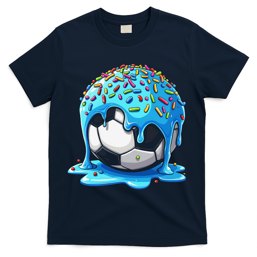 Soccer Drip Ice Cream Drip With Sprinkles Summer T-Shirt - Navy