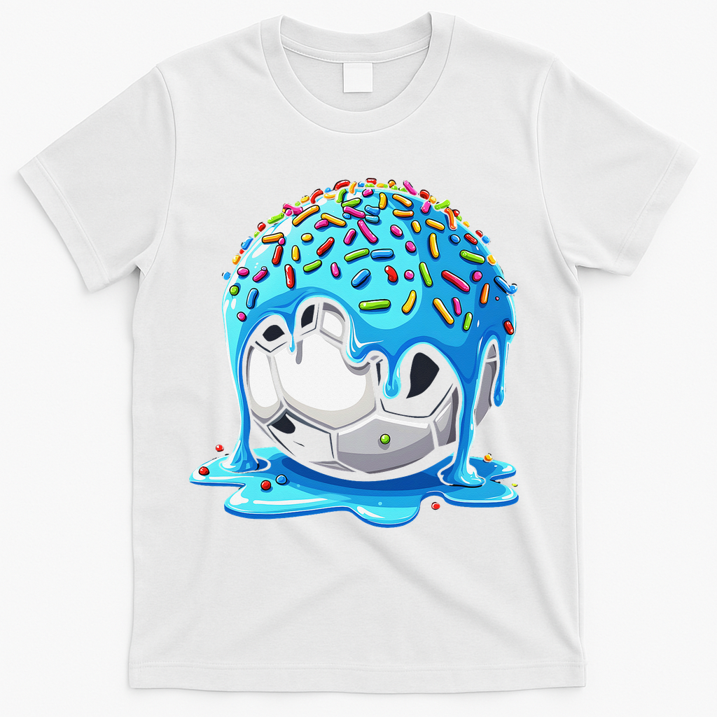 Soccer Drip Ice Cream Drip With Sprinkles Summer T-Shirt - White