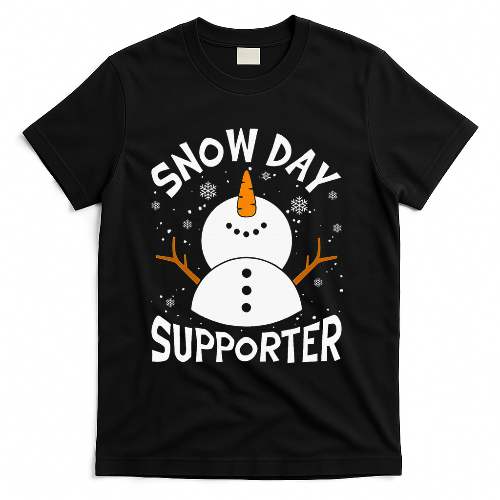 Snow Day Supporter Snowflake Funny Teacher Christmas Pajamas T-Shirt - Black