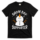 Snow Day Supporter Snowflake Funny Teacher Christmas Pajamas T-Shirt - Black