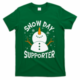 Snow Day Supporter Snowflake Funny Teacher Christmas Pajamas T-Shirt - Green