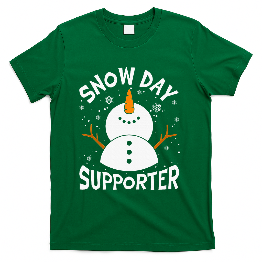 Snow Day Supporter Snowflake Funny Teacher Christmas Pajamas T-Shirt - Green
