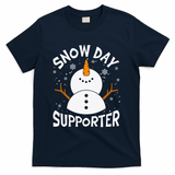 Snow Day Supporter Snowflake Funny Teacher Christmas Pajamas T-Shirt - Navy