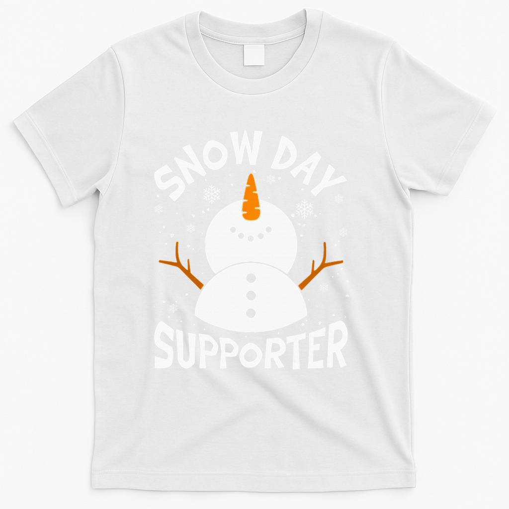 Snow Day Supporter Snowflake Funny Teacher Christmas Pajamas T-Shirt - White