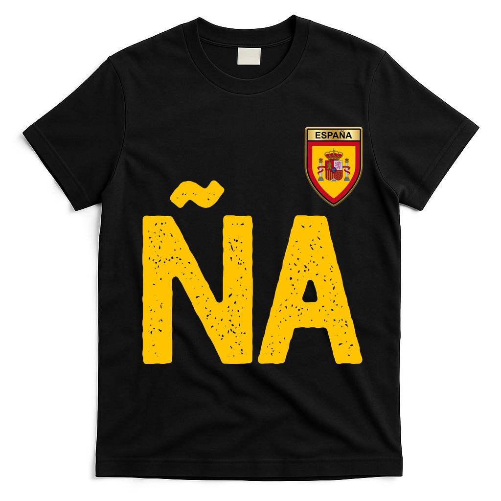 Spain España Human Flag Letter N And A T-Shirt - Black