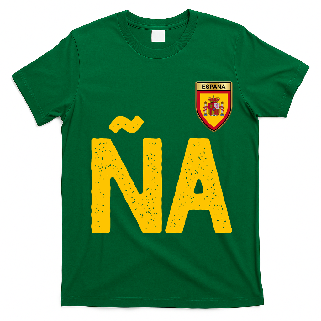 Spain España Human Flag Letter N And A T-Shirt - Irish Green