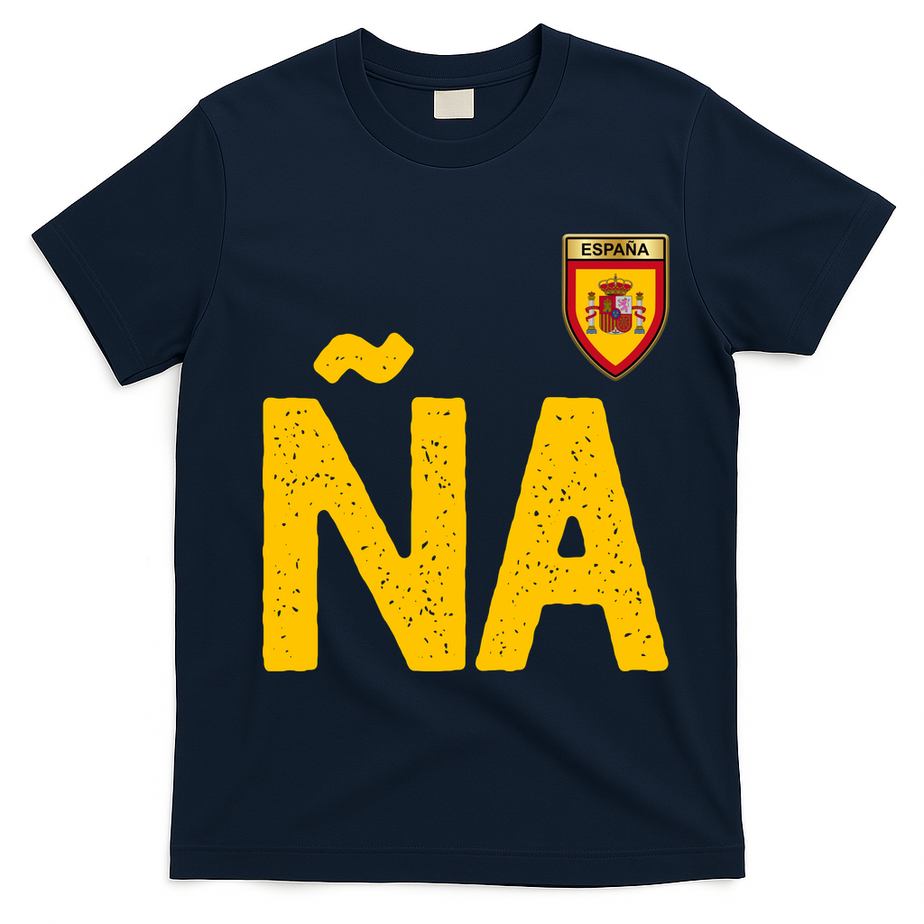 Spain España Human Flag Letter N And A T-Shirt - Navy Blue
