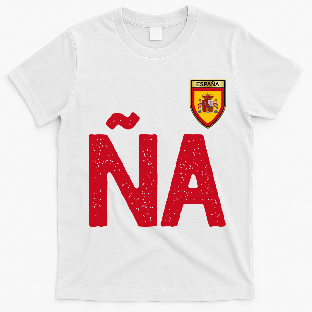 Spain España Human Flag Letter N And A T-Shirt - White