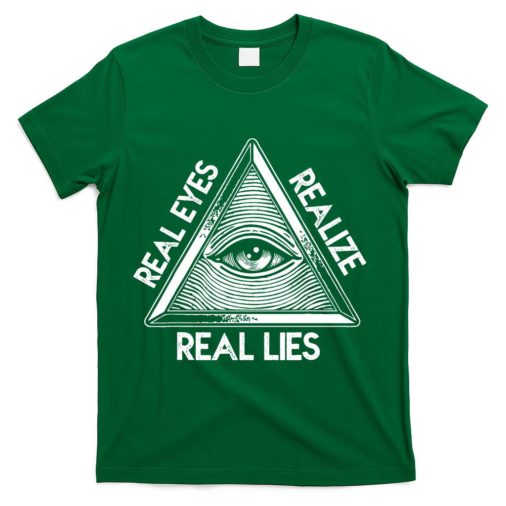 Seeing Eye Realize Real Lies Truth Awareness T-Shirt - Green
