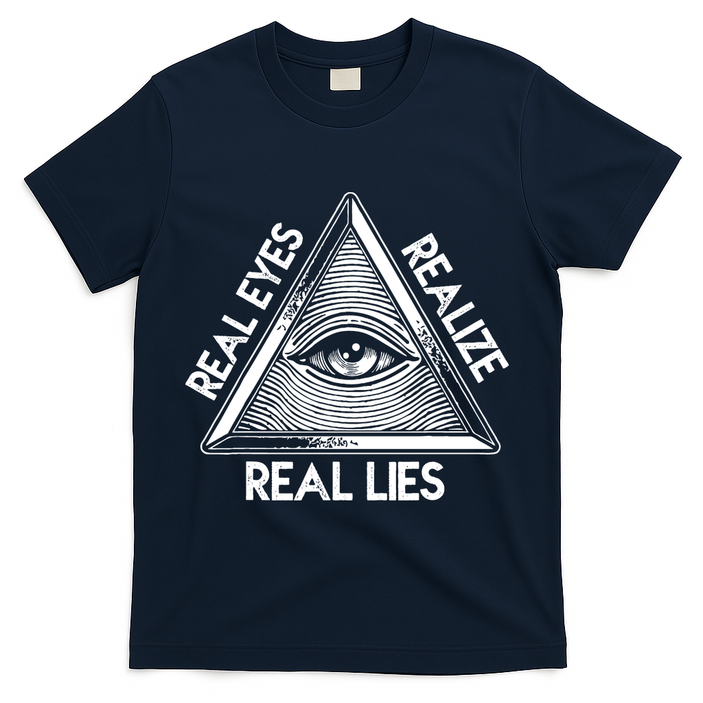 Seeing Eye Realize Real Lies Truth Awareness T-Shirt - Navy