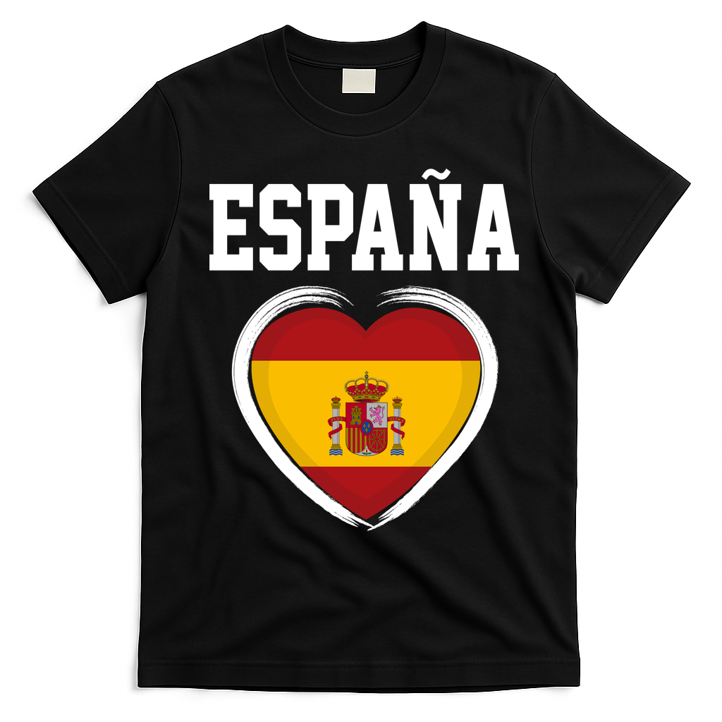 Spain & Espana Soccer & Football Flag T-Shirt - Black