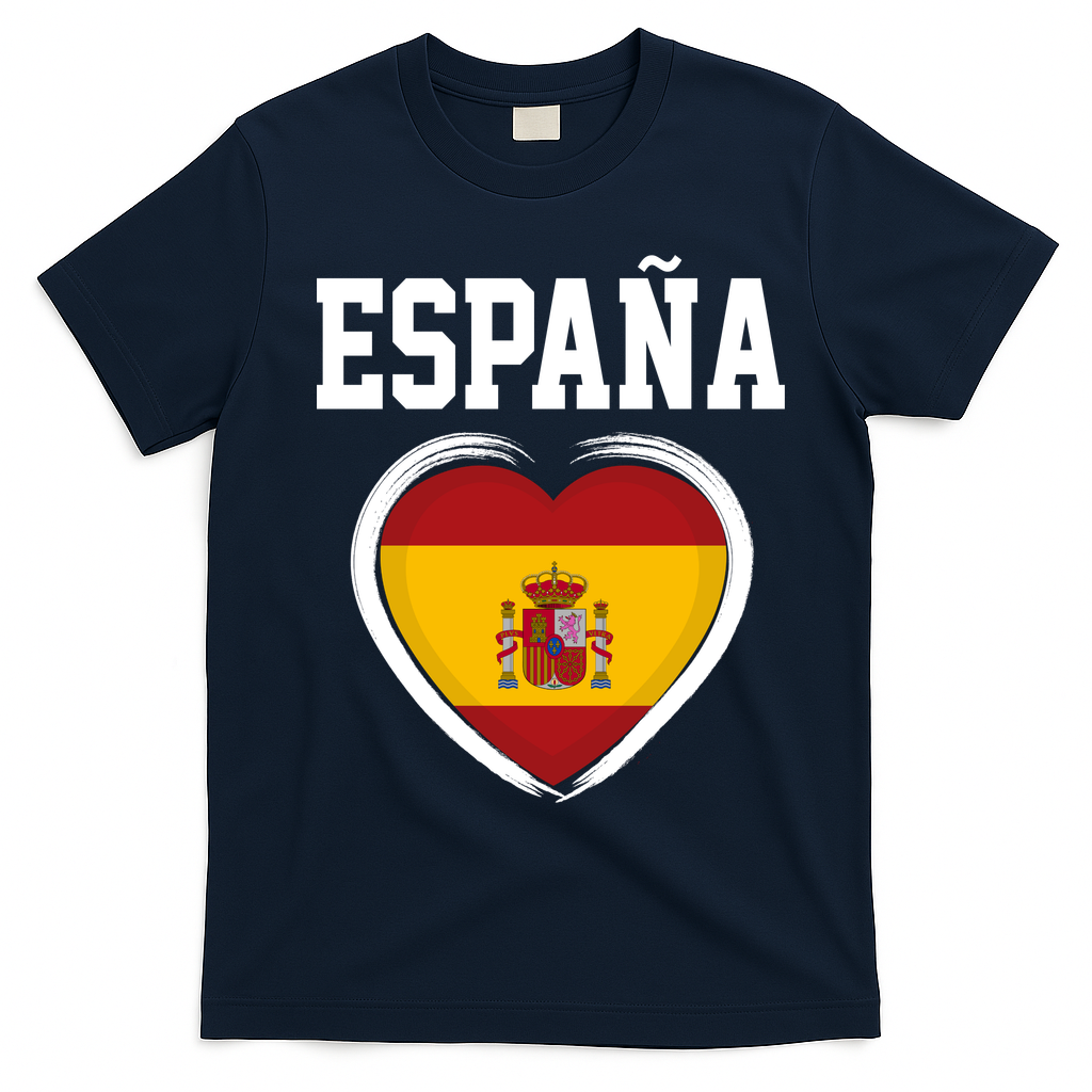 Spain & Espana Soccer & Football Flag T-Shirt - Navy Blue
