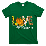 Special Education Teacher Love Fall Leopard Halloween Autumn Gift T-Shirt - Green