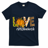 Special Education Teacher Love Fall Leopard Halloween Autumn Gift T-Shirt - Navy