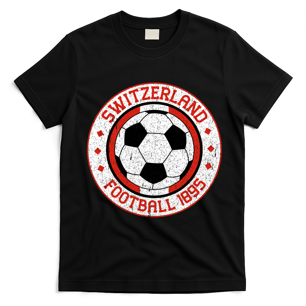 Switzerland Football 1895 Vintage Soccer T-Shirt - Black