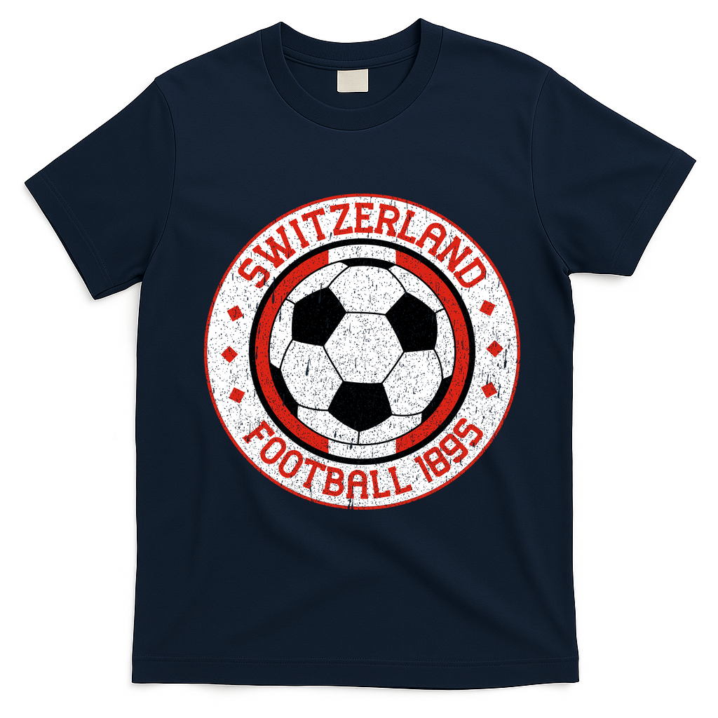 Switzerland Football 1895 Vintage Soccer T-Shirt - Navy Blue