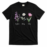 Subtle Floral Anti Trump Flowers Foxglove Daisy Tulip Funny T-Shirt - Black