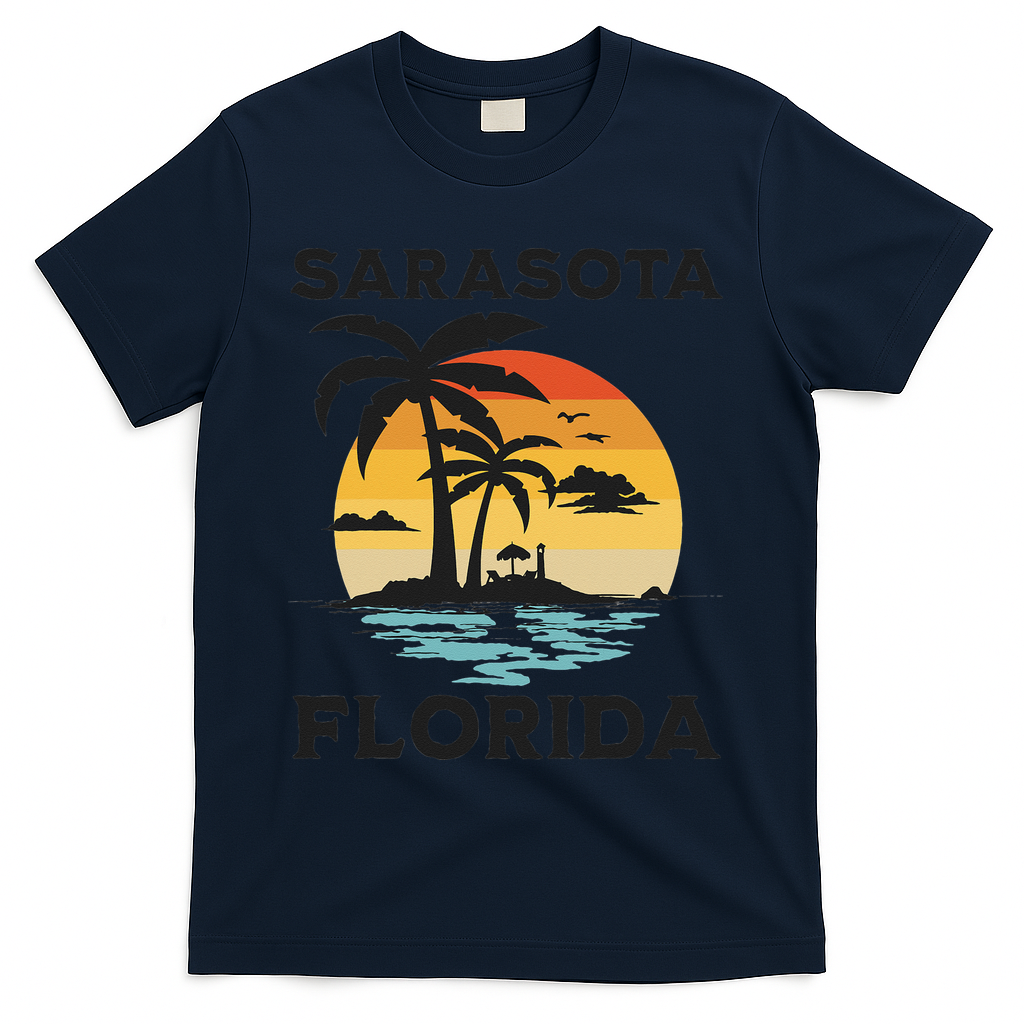 Sarasota Florida Beach Summer Vacation T-Shirt - Navy