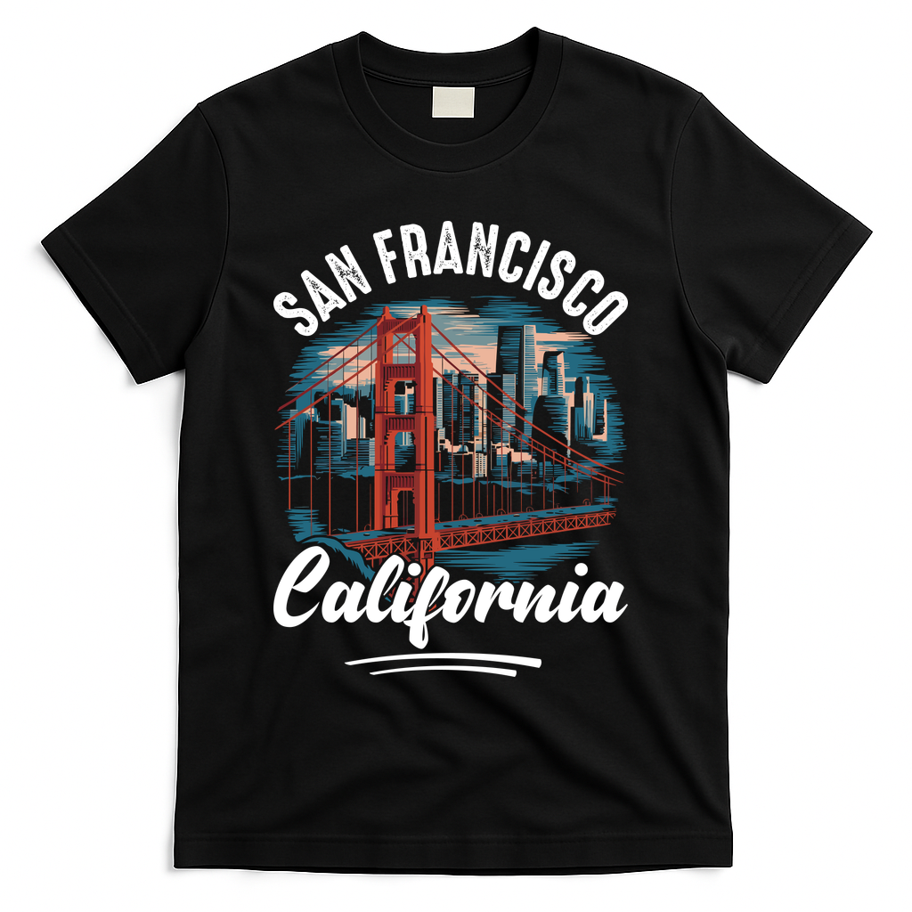 San Francisco California Souvenir Travel Gift T-Shirt - Black