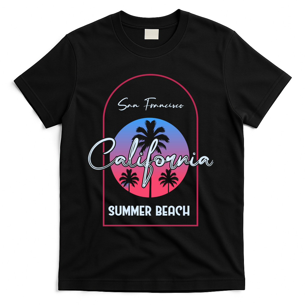 San Francisco California Summer Beach T-Shirt - Black
