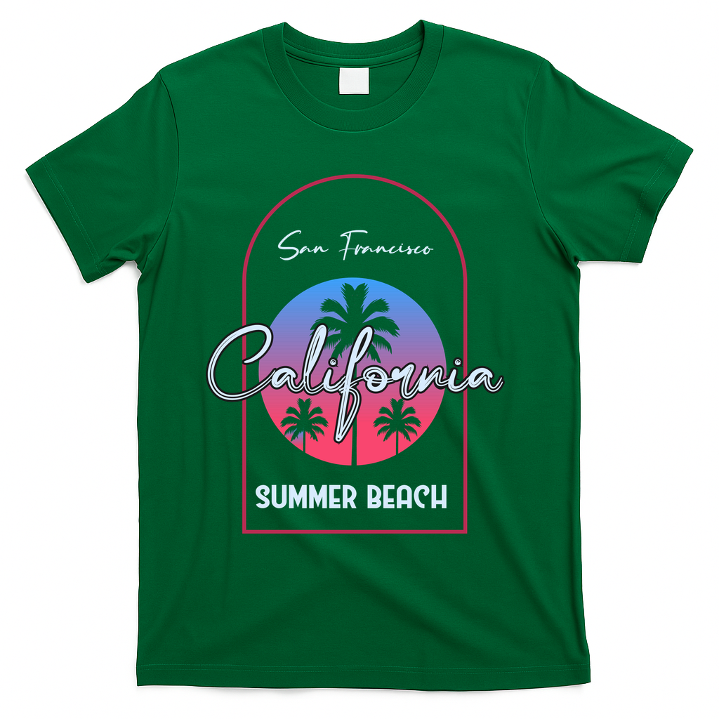San Francisco California Summer Beach T-Shirt - Green