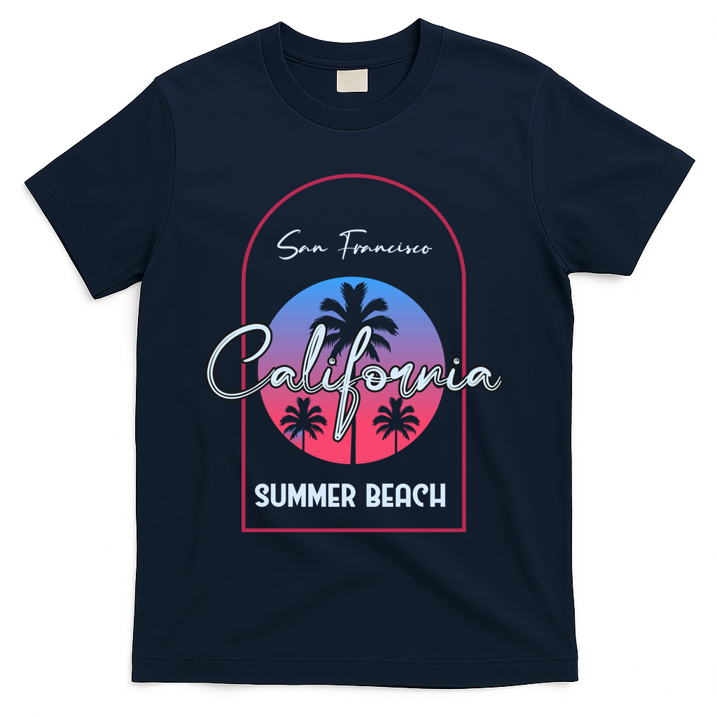 San Francisco California Summer Beach T-Shirt - Navy