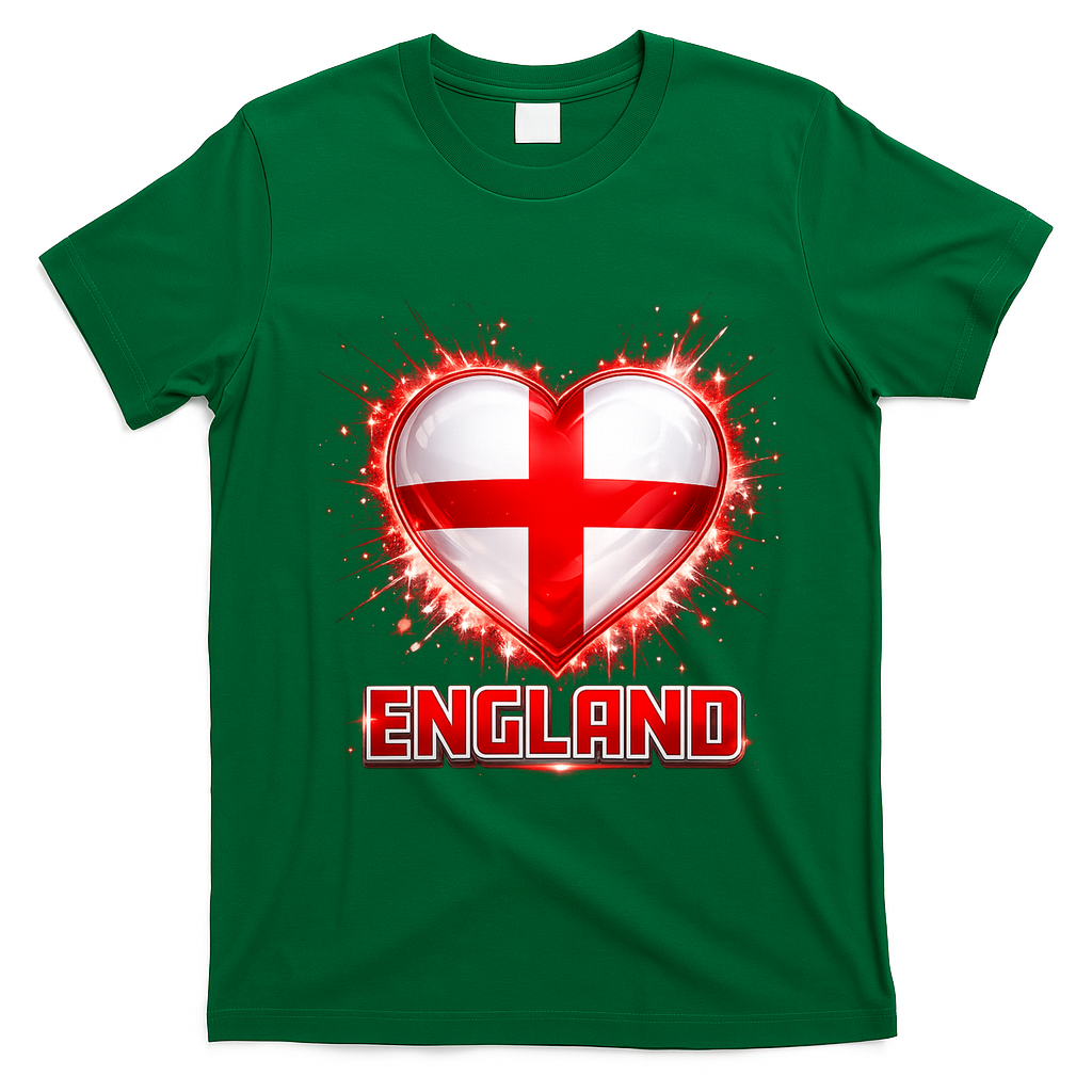 Soccer Football England Heart World Fan T-Shirt - Irish Green