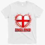 Soccer Football England Heart World Fan T-Shirt - White