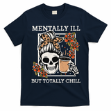 Skeleton Funnytally Ill But Totally Chill Halloween Skull Mom T-Shirt - Navy Blue