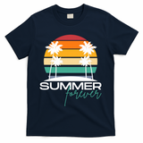 Summer Forever Retro Sunset Tropical T-Shirt - Navy