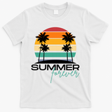 Summer Forever Retro Sunset Tropical T-Shirt - White
