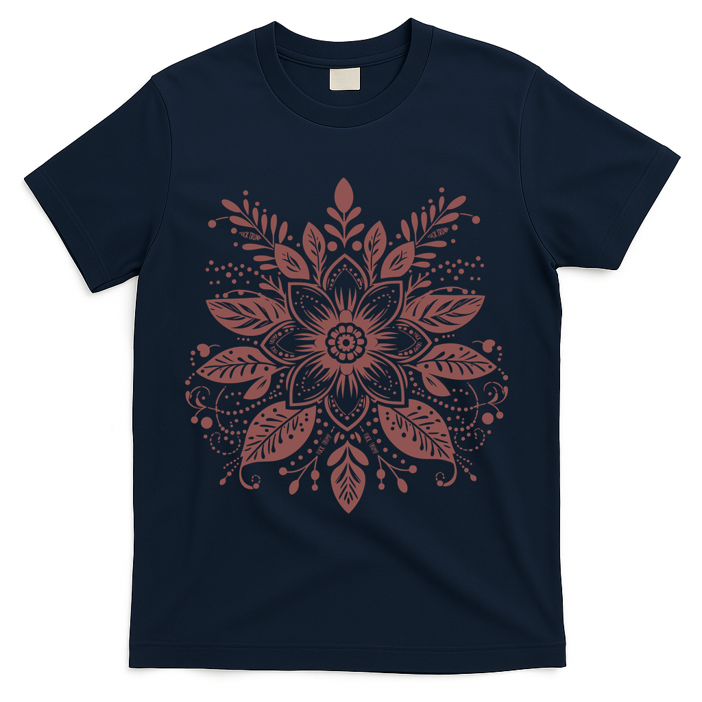 Subtle Fuck Trump Flower T-Shirt - Navy
