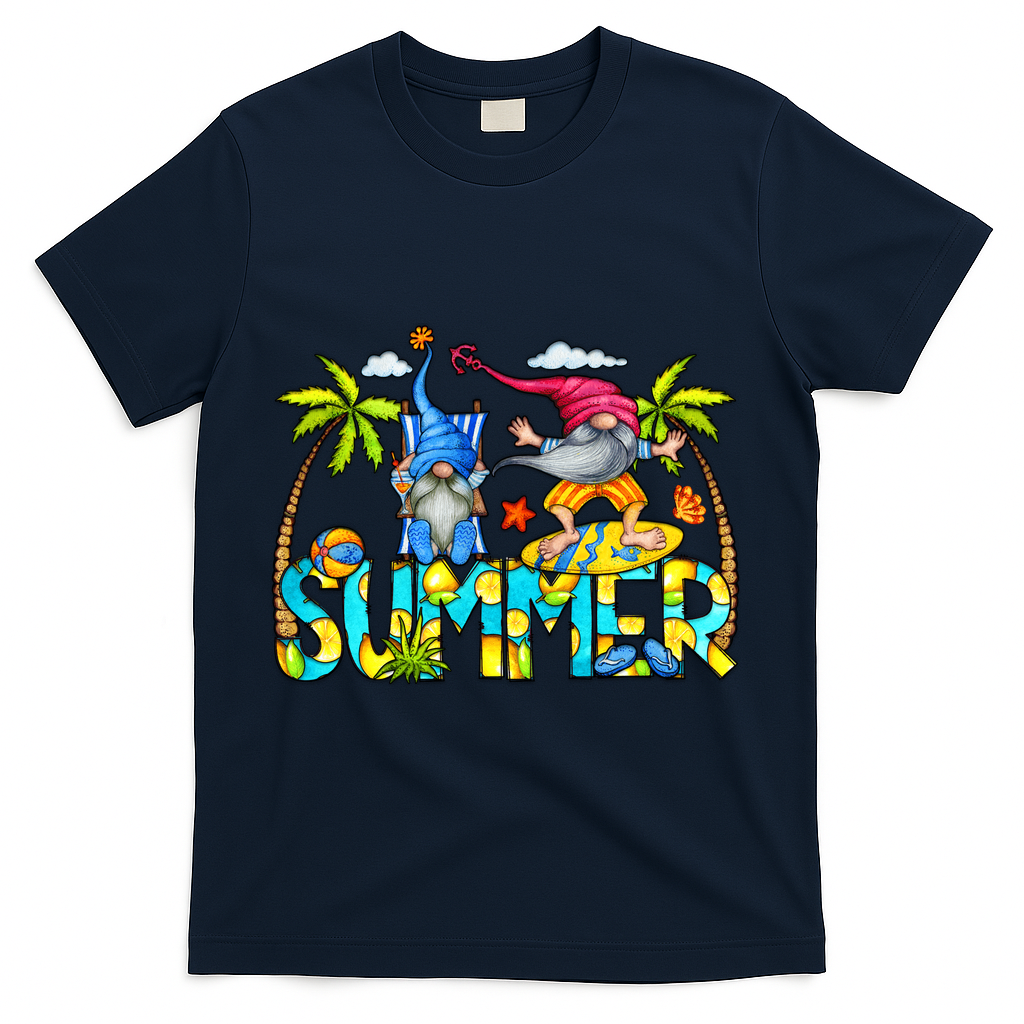 Summer Gnomes Beach T-Shirt - Navy