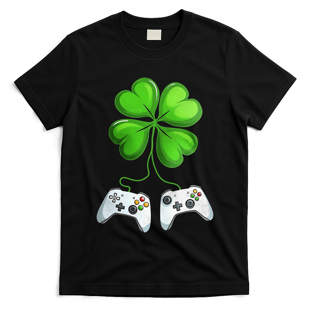 Shamrock Gaming Controllers St Patrick’S Day Fun Gift T-Shirt