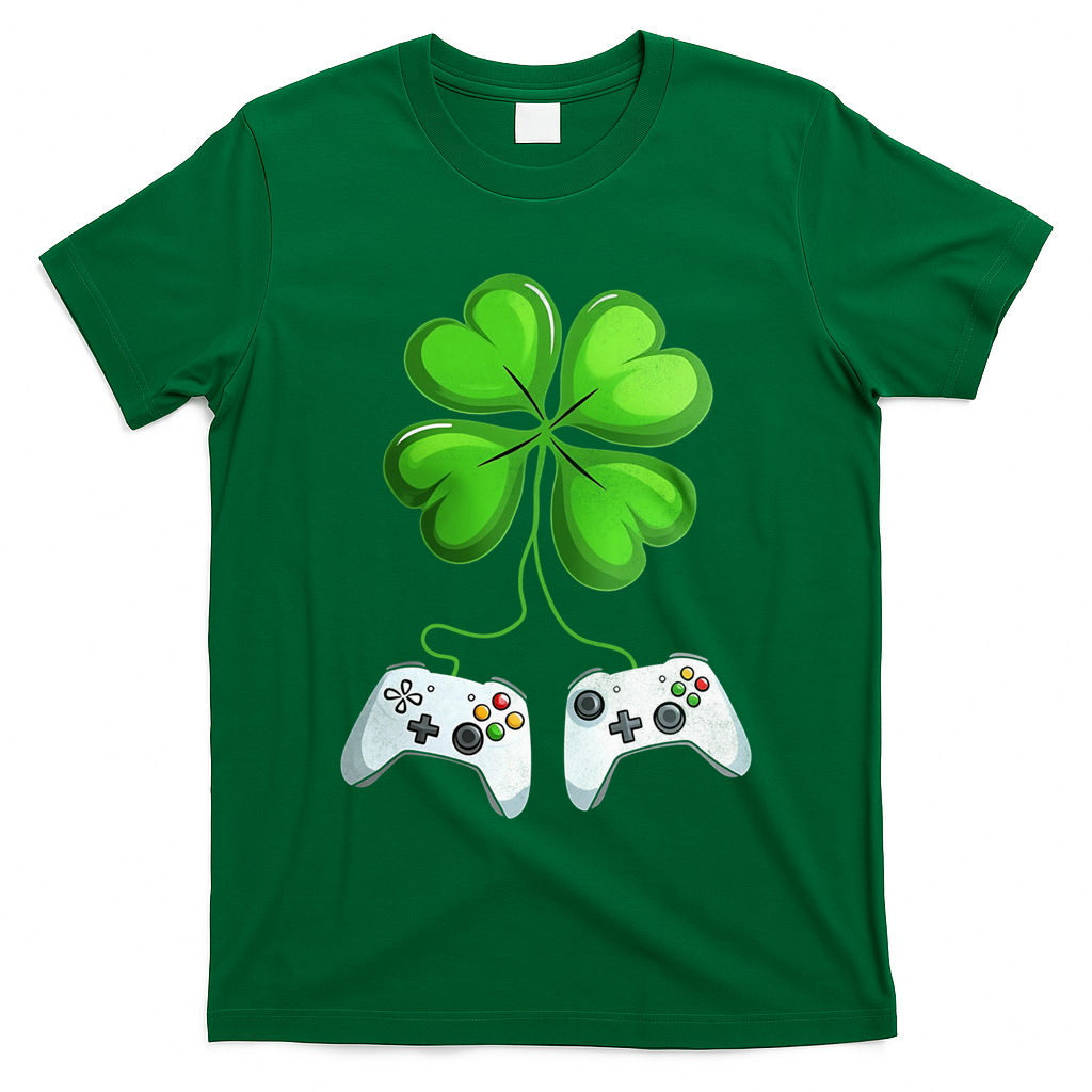 Shamrock Gaming Controllers St Patrick’S Day Fun Gift T-Shirt