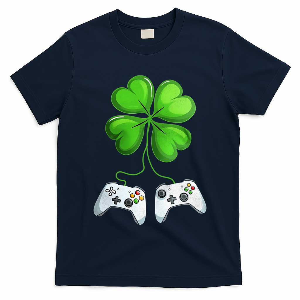 Shamrock Gaming Controllers St Patrick’S Day Fun Gift T-Shirt