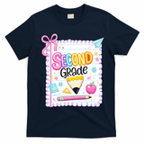 Second Grade Coquette Pencil First Day Of School T-Shirt - Navy Blue