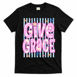 Stripped Give Grace T-Shirt - Black