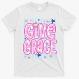 Stripped Give Grace T-Shirt - White