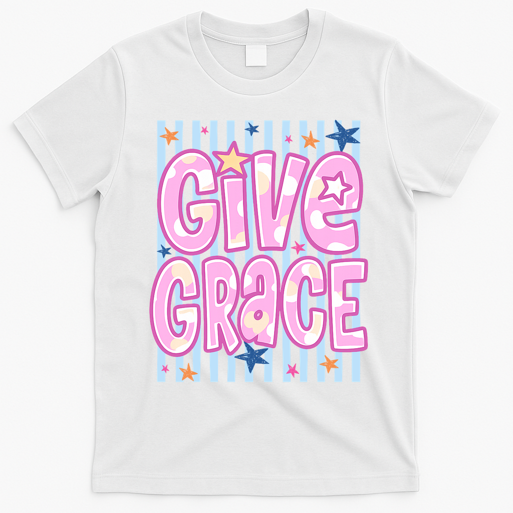 Stripped Give Grace T-Shirt - White